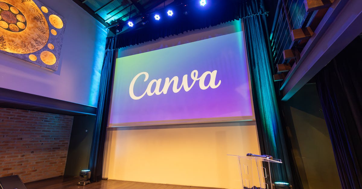 Canva logo displayed on a stage screen at a presentation event